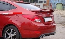 3 299 р. Козырёк на заднее лобовое стекло Sport v2 Hyundai Solaris RBr седан рестайлинг (2014-2017) (Неокрашенный)  с доставкой в г. Владивосток. Увеличить фотографию 2