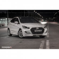 2 899 р. Накладка на передний бампер TopKontur Design v2 Hyundai Solaris RBr хэтчбэк дорестайлинг (2010-2014) (Неокрашенная)  с доставкой в г. Владивосток. Увеличить фотографию 12