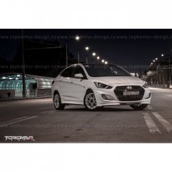 2 899 р. Накладка на передний бампер TopKontur Design v2 Hyundai Solaris RBr хэтчбэк дорестайлинг (2010-2014) (Неокрашенная)  с доставкой в г. Владивосток. Увеличить фотографию 13