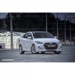 2 899 р. Накладка на передний бампер TopKontur Design v2 Hyundai Solaris RBr хэтчбэк дорестайлинг (2010-2014) (Неокрашенная)  с доставкой в г. Владивосток. Увеличить фотографию 15