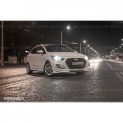 2 899 р. Накладка на передний бампер TopKontur Design v2 Hyundai Solaris RBr хэтчбэк дорестайлинг (2010-2014) (Неокрашенная)  с доставкой в г. Владивосток. Увеличить фотографию 6