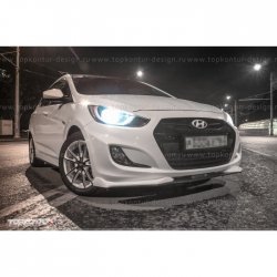 2 899 р. Накладка на передний бампер TopKontur Design v2 Hyundai Solaris RBr хэтчбэк дорестайлинг (2010-2014) (Неокрашенная)  с доставкой в г. Владивосток. Увеличить фотографию 8