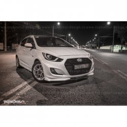 2 899 р. Накладка на передний бампер TopKontur Design v2 Hyundai Solaris RBr хэтчбэк дорестайлинг (2010-2014) (Неокрашенная)  с доставкой в г. Владивосток. Увеличить фотографию 9