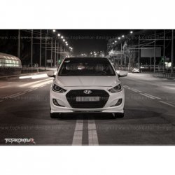 2 899 р. Накладка на передний бампер TopKontur Design v2 Hyundai Solaris RBr хэтчбэк дорестайлинг (2010-2014) (Неокрашенная)  с доставкой в г. Владивосток. Увеличить фотографию 11