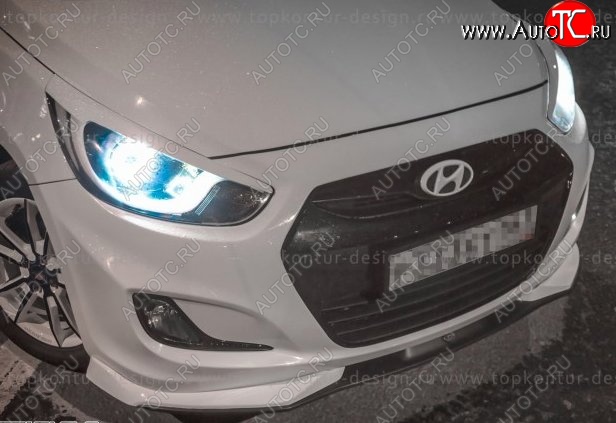 2 899 р. Накладка на передний бампер TopKontur Design v2 Hyundai Solaris RBr хэтчбэк дорестайлинг (2010-2014) (Неокрашенная)  с доставкой в г. Владивосток