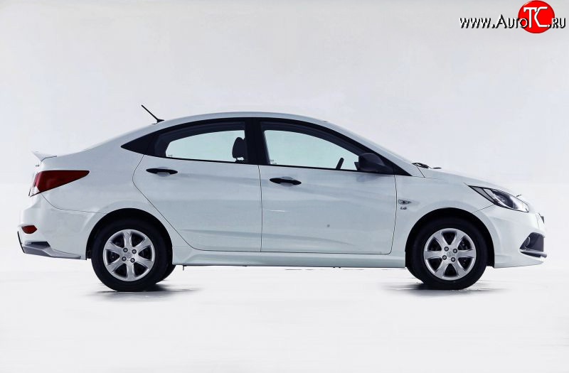 3 599 р. Пороги накладки Sport Hyundai Solaris RBr седан дорестайлинг (2010-2014) (Неокрашенные)  с доставкой в г. Владивосток