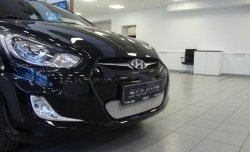 1 539 р. Сетка на бампер Russtal (хром)  Hyundai Solaris  RBr (2010-2014) седан дорестайлинг, хэтчбэк дорестайлинг  с доставкой в г. Владивосток. Увеличить фотографию 5