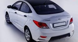 14 499 р. Задний бампер Sport  Hyundai Solaris  RBr (2010-2014) седан дорестайлинг (Неокрашенный)  с доставкой в г. Владивосток. Увеличить фотографию 2