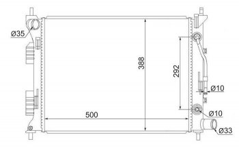 Радиатор двигателя (трубчатый, МКПП/АКПП) SAT Hyundai Solaris RBr седан дорестайлинг (2010-2014)