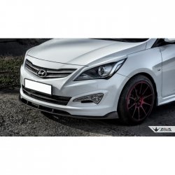 4 499 р. Накладка на передний бампер TopKontur Design Hyundai Solaris RBr седан рестайлинг (2014-2017) (Глянец под окраску, Неокрашенная)  с доставкой в г. Владивосток. Увеличить фотографию 2