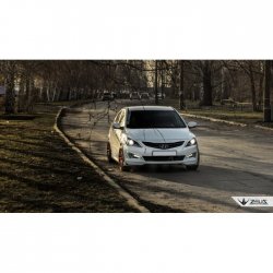 4 499 р. Накладка на передний бампер TopKontur Design Hyundai Solaris RBr седан рестайлинг (2014-2017) (Глянец под окраску, Неокрашенная)  с доставкой в г. Владивосток. Увеличить фотографию 6