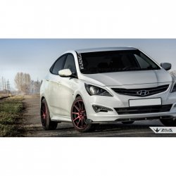 4 499 р. Накладка на передний бампер TopKontur Design Hyundai Solaris RBr седан рестайлинг (2014-2017) (Глянец под окраску, Неокрашенная)  с доставкой в г. Владивосток. Увеличить фотографию 7