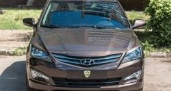 929 р. Реснички на фары Кураж Hyundai Solaris RBr седан рестайлинг (2014-2017) (Неокрашенные)  с доставкой в г. Владивосток. Увеличить фотографию 2