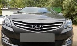 2 099 р. Сетка на бампер Russtal (черная) Hyundai Solaris RBr седан рестайлинг (2014-2017)  с доставкой в г. Владивосток. Увеличить фотографию 5