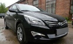 1 539 р. Сетка на бампер Russtal (хром) Hyundai Solaris RBr седан рестайлинг (2014-2017)  с доставкой в г. Владивосток. Увеличить фотографию 10