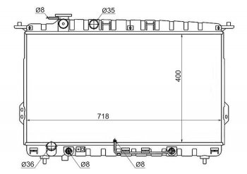 Радиатор двигателя (трубчатый, 2.0/2.4/2.5/2.7, МКПП/АКПП) SAT Hyundai Sonata EF рестайлинг ТагАЗ (2001-2013)