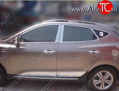 3 749 р. Накладки на верхнюю часть по периметру окон боковых дверей СТ Hyundai Tucson LM (2010-2017) (Неокрашенные)  с доставкой в г. Владивосток