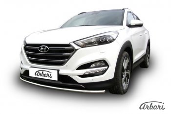 11 789 р. Защита переднего бампера Arbori (нержавейка, 1 труба d42 mm). Hyundai Tucson TL дорестайлинг (2015-2018)  с доставкой в г. Владивосток. Увеличить фотографию 2