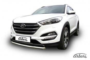 14 291 р. Защита переднего бампера Arbori (нержавейка, 1 труба d57 mm). Hyundai Tucson TL дорестайлинг (2015-2018)  с доставкой в г. Владивосток. Увеличить фотографию 2