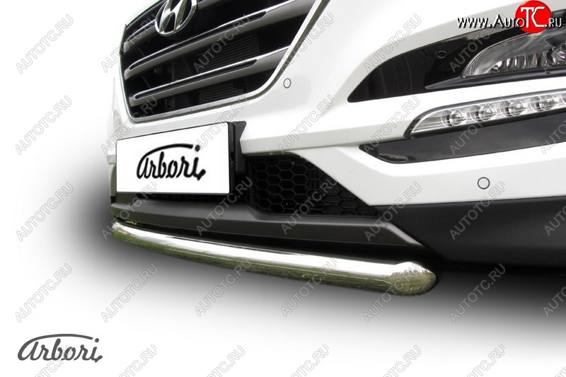 14 291 р. Защита переднего бампера Arbori (нержавейка, 1 труба d57 mm). Hyundai Tucson TL дорестайлинг (2015-2018)  с доставкой в г. Владивосток