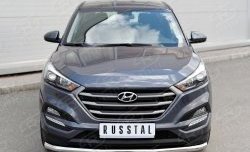 15 999 р. Защита переднего бампера (Ø63 мм, нержавейка) SLITKOFF  Hyundai Tucson  TL (2015-2018) дорестайлинг  с доставкой в г. Владивосток. Увеличить фотографию 1