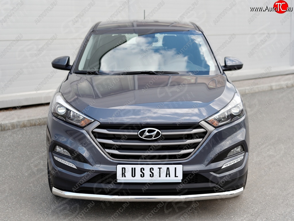 17 749 р. Защита переднего бампера (Ø63 мм, нержавейка) SLITKOFF Hyundai Tucson TL дорестайлинг (2015-2018)  с доставкой в г. Владивосток