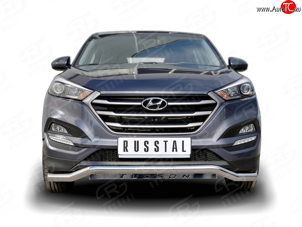 20 549 р. Защита переднего бампера (Ø63 мм волна, нержавейка) SLITKOFF Hyundai Tucson TL дорестайлинг (2015-2018)  с доставкой в г. Владивосток