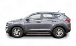 15 799 р. Защита порогов из круглой трубы диаметром 63 мм Russtal Hyundai Tucson TL дорестайлинг (2015-2018)  с доставкой в г. Владивосток. Увеличить фотографию 2