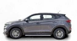 20 749 р. Широкая защита порогов Russtal Hyundai Tucson TL дорестайлинг (2015-2018) (Защита порогов с со скосами на торцах (вариант 1))  с доставкой в г. Владивосток. Увеличить фотографию 2