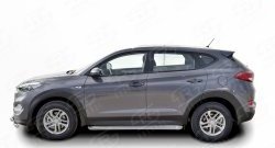 20 749 р. Широкая защита порогов Russtal Hyundai Tucson TL дорестайлинг (2015-2018) (Защита порогов с со скосами на торцах (вариант 1))  с доставкой в г. Владивосток. Увеличить фотографию 3