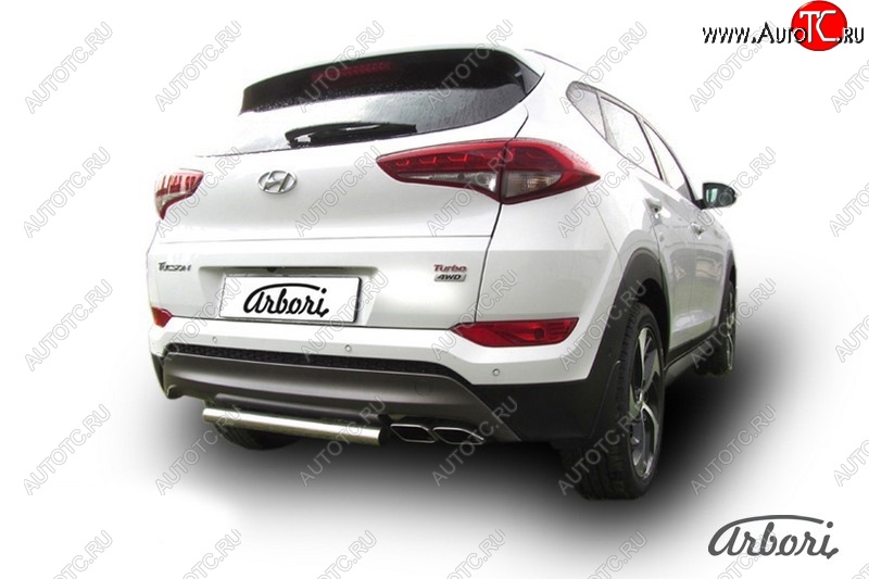 11 599 р. Защита штатных порогов Arbori (нержавейка, d57 mm). Hyundai Tucson TL дорестайлинг (2015-2018)  с доставкой в г. Владивосток