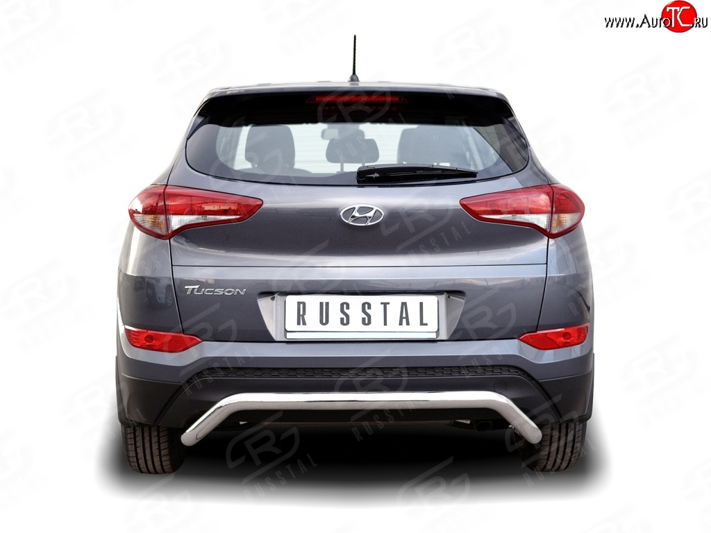 16 999 р. Защита заднего бампера (Ø63 мм волна короткая, нержавейка) SLITKOFF Hyundai Tucson TL дорестайлинг (2015-2018)  с доставкой в г. Владивосток