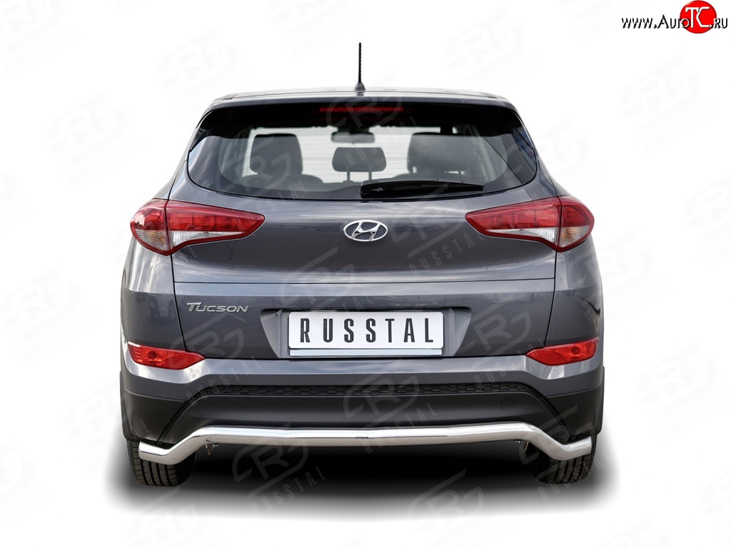 17 849 р. Защита заднего бампера (Ø63 мм волна, нержавейка) SLITKOFF Hyundai Tucson TL дорестайлинг (2015-2018)  с доставкой в г. Владивосток