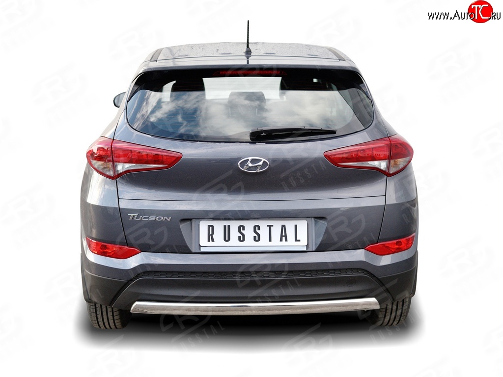 14 999 р. Защита заднего бампера (Ø75x42 мм, нержавейка) Russtal Hyundai Tucson TL дорестайлинг (2015-2018)  с доставкой в г. Владивосток