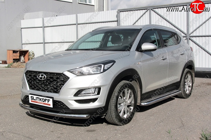 20 649 р. Защита порогов d57 Slitkoff (с листом) Hyundai Tucson TL рестайлинг (2018-2021)  с доставкой в г. Владивосток