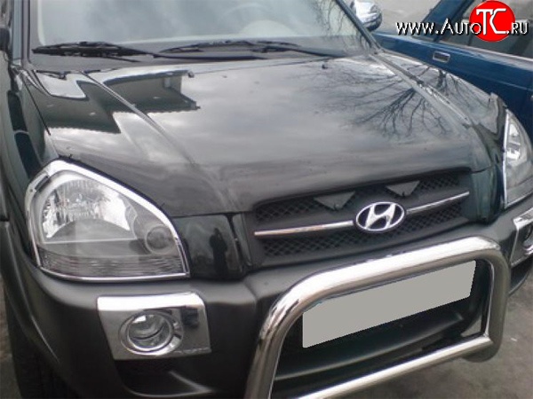 2 204 р. Дефлектор капота NovLine (рестайлинг) Hyundai Tucson JM (2004-2010)  с доставкой в г. Владивосток