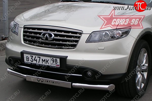 28 394 р. Защита переднего бампера одинарная (Европа) Souz-96 (d76) INFINITI FX35 S50 рестайлинг (2006-2008)  с доставкой в г. Владивосток