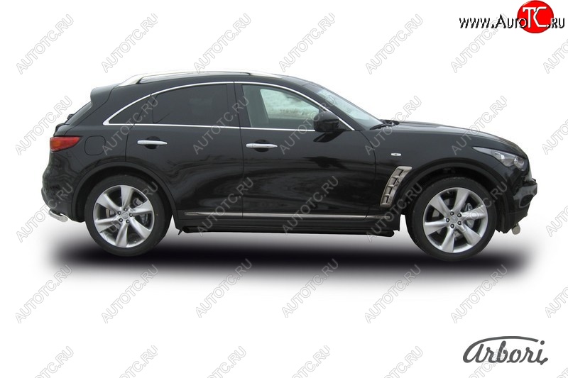 8 369 р. Защита штатных порогов Arbori (черная, d57 mm). INFINITI FX35 S51 дорестайлинг (2008-2011)  с доставкой в г. Владивосток