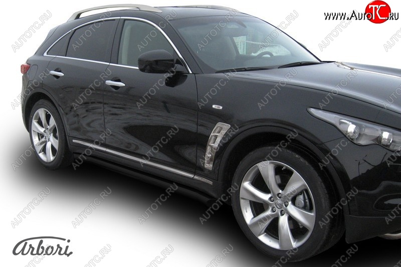 10 259 р. Защита штатных порогов Arbori (черная, d76 mm). INFINITI FX35 S51 дорестайлинг (2008-2011)  с доставкой в г. Владивосток