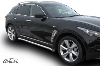 Защита штатных порогов Arbori (нержавейка, d76 mm). INFINITI FX35 S51 дорестайлинг (2008-2011)