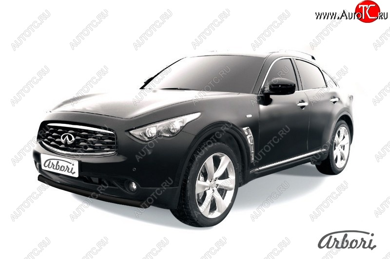 11 159 р. Защита переднего бампера Arbori (черная, 1 труба d76 mm). INFINITI FX35 S51 дорестайлинг (2008-2011)  с доставкой в г. Владивосток