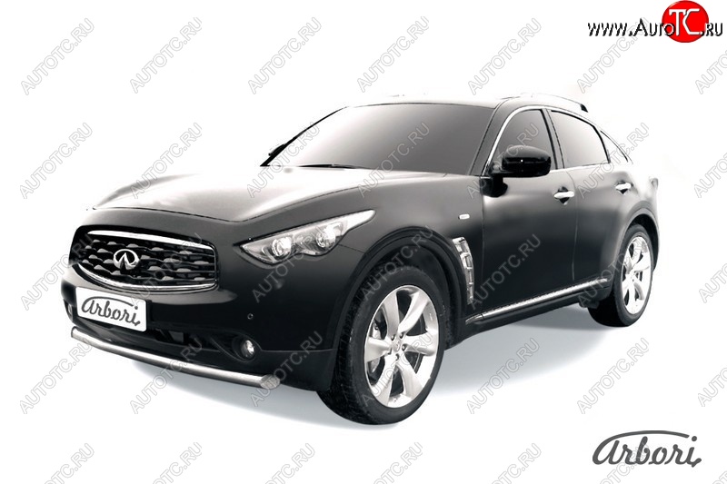 4 999 р. Защита переднего бампера Arbori (нержавейка, 1 труба d76 mm). INFINITI FX35 S51 дорестайлинг (2008-2011)  с доставкой в г. Владивосток