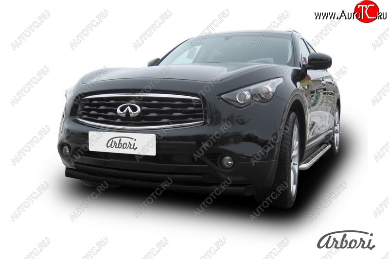 13 859 р. Защита переднего бампера Arbori (черная, 2 трубы d76 и 57 mm) INFINITI FX35 S51 дорестайлинг (2008-2011)  с доставкой в г. Владивосток