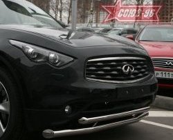 27 134 р. Защита переднего бампера двойная Souz-96 (d76/60) INFINITI FX35 S51 дорестайлинг (2008-2011)  с доставкой в г. Владивосток. Увеличить фотографию 2