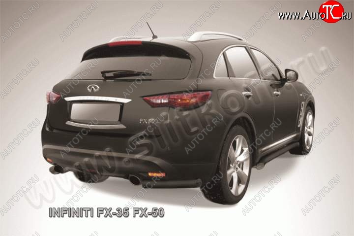 8 449 р. Защита заднего бампера из уголков d57 Slitkoff INFINITI FX50 S51 дорестайлинг (2008-2011) (Цвет: серебристый)  с доставкой в г. Владивосток