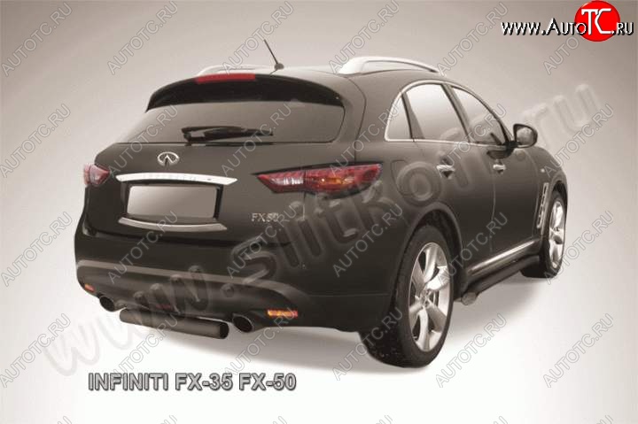 8 449 р. Защита заднего бампера из трубы d76 Slitkoff (короткая) INFINITI FX50 S51 дорестайлинг (2008-2011) (Цвет: серебристый)  с доставкой в г. Владивосток