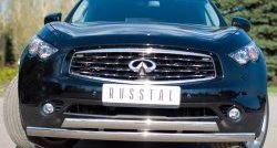 27 649 р. Защита переднего бампера (2 трубыØ75х42 мм, нержавейка) Russtal INFINITI FX37 S51 рестайлинг (2011-2013)  с доставкой в г. Владивосток. Увеличить фотографию 2