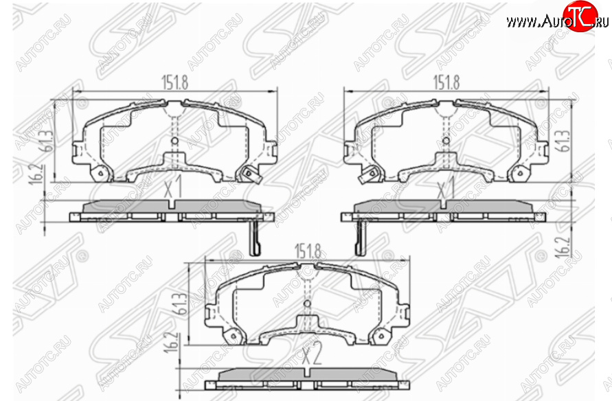 1 329 р. Комплект передних тормозных колодок SAT Nissan X-trail 3 T32 дорестайлинг (2013-2018)  с доставкой в г. Владивосток