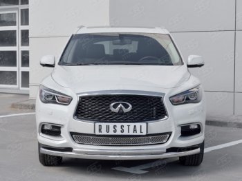 17 949 р. Защита переднего бампера (2 трубыØ63 и 42 мм, нержавейка) SLITKOFF  INFINITI QX60  L50 (2016-2021) рестайлинг  с доставкой в г. Владивосток. Увеличить фотографию 2