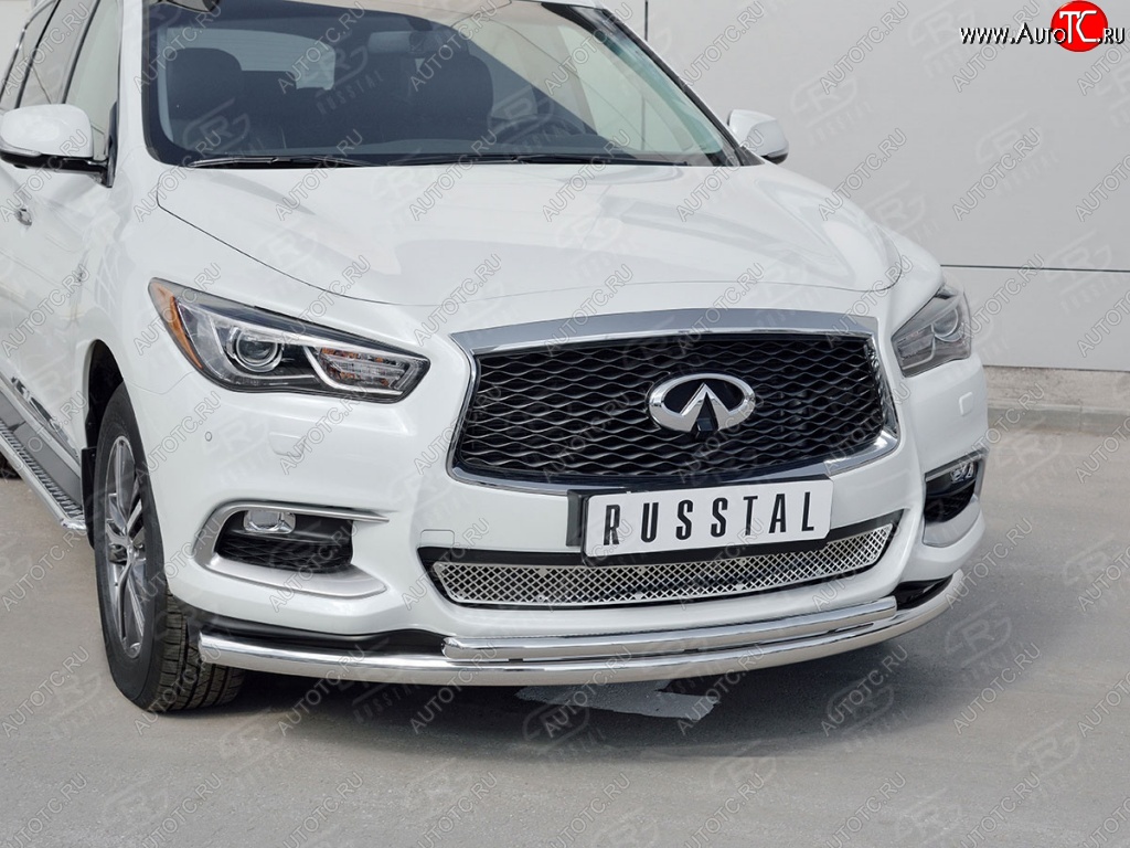 17 949 р. Защита переднего бампера (2 трубыØ63 и 42 мм, нержавейка) SLITKOFF  INFINITI QX60  L50 (2016-2021) рестайлинг  с доставкой в г. Владивосток